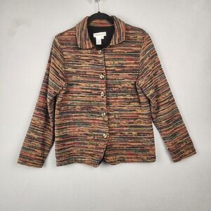Coldwater Creek Jacket Womens Medium Multicolor Knit‎ Button Front Made USA